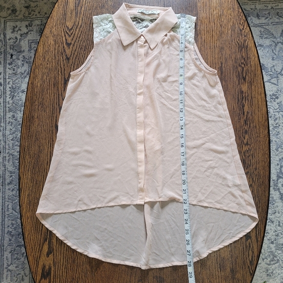 Chloe K Pink Chiffon and Lace Sleeveless Button Down Blouse Size Women's Small - Picture 7 of 9